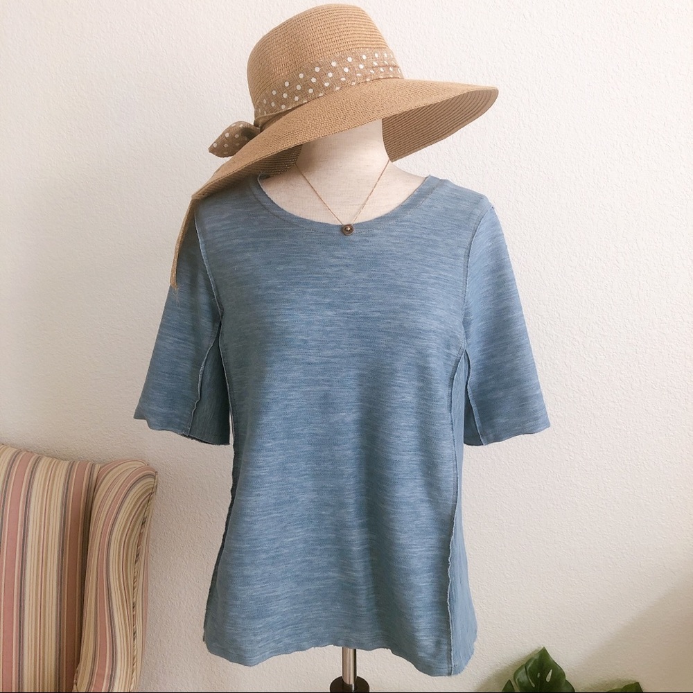 ZOA New York Cotton Denim Top wth visible Raw Edge
